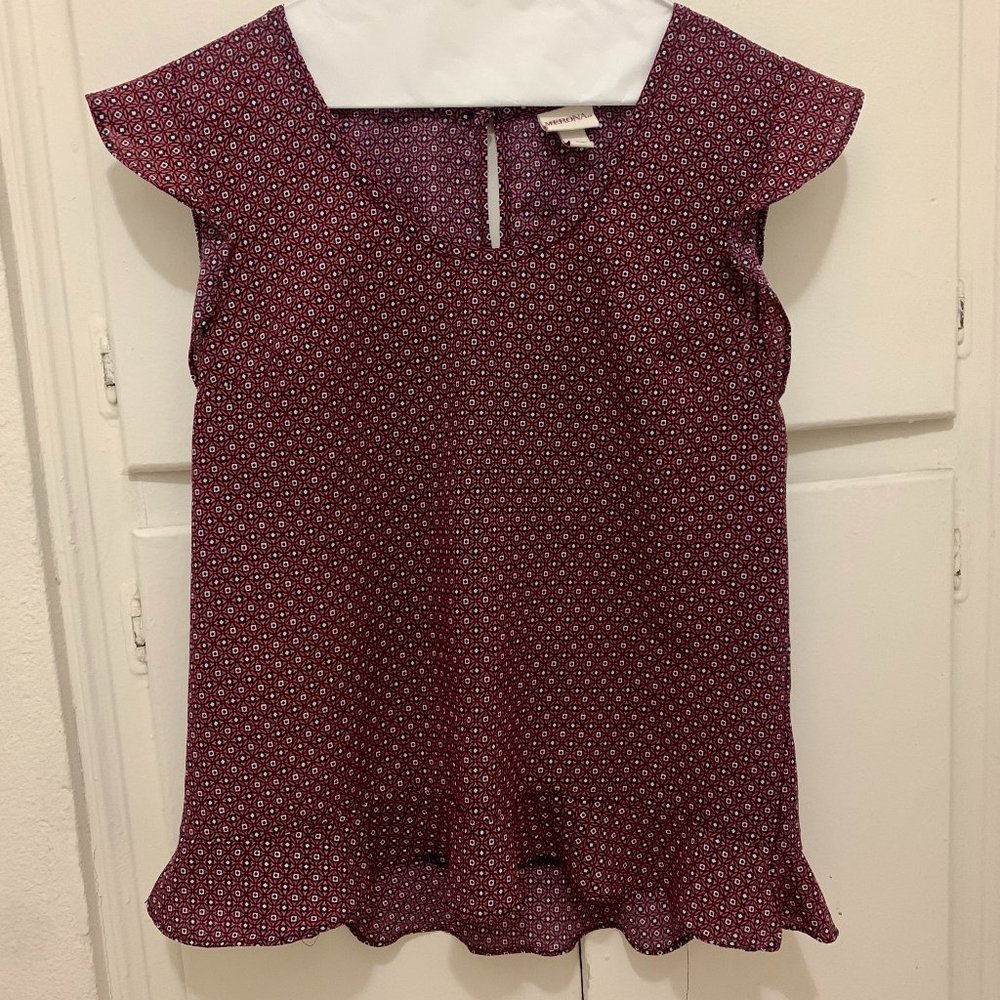 Merona Maroon Patterned Blouse